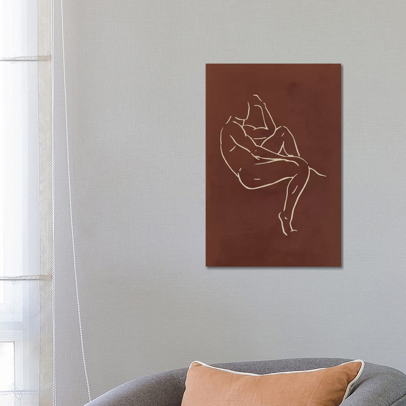 Male Body Sketch - Chocolate - Wrapped Canvas Print, 66.04 cm H x 45.72 cm W x 3.175 cm D