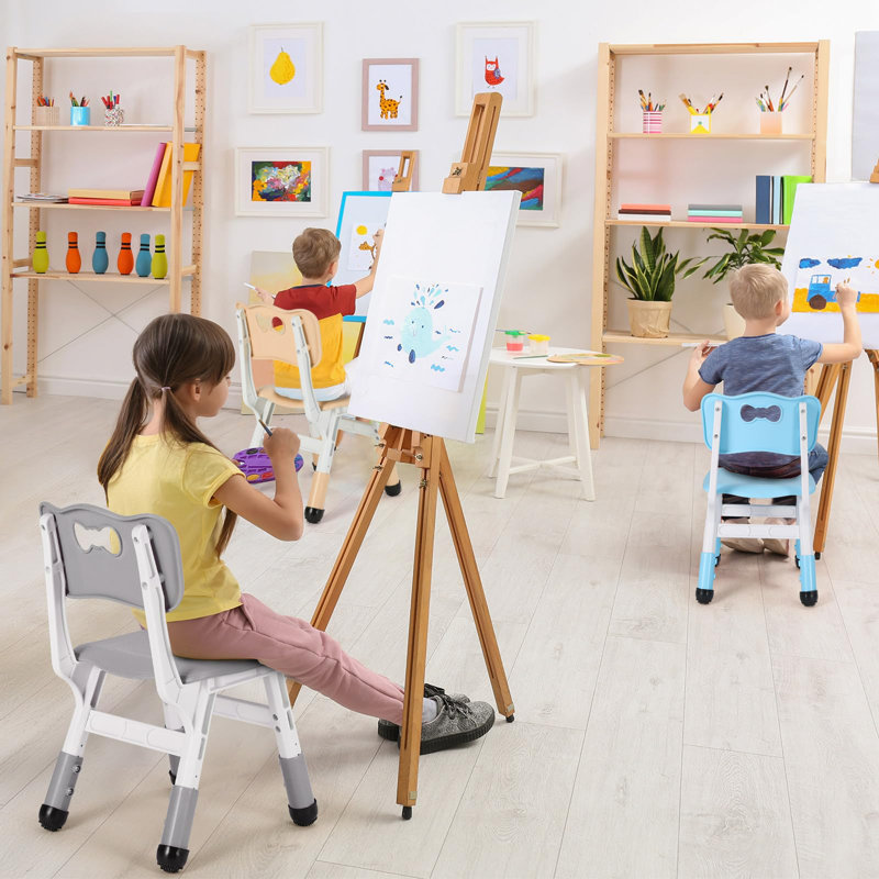 2 X Plastic Children's Desk Chair, Height Adjustable, Children's Chairs With Backrest Up To 100 Kg Load Capacity, Children's Chair From 2 Years, Children's Furniture For Children's Room, School