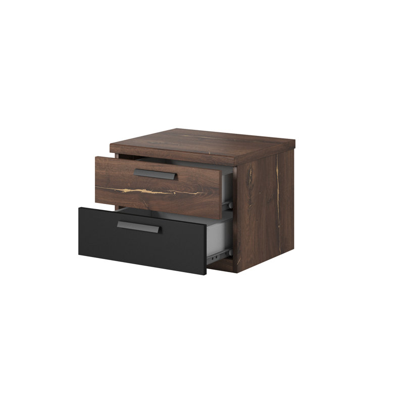 46cm W Manufactured Wood Bedside Table, Brown/Black