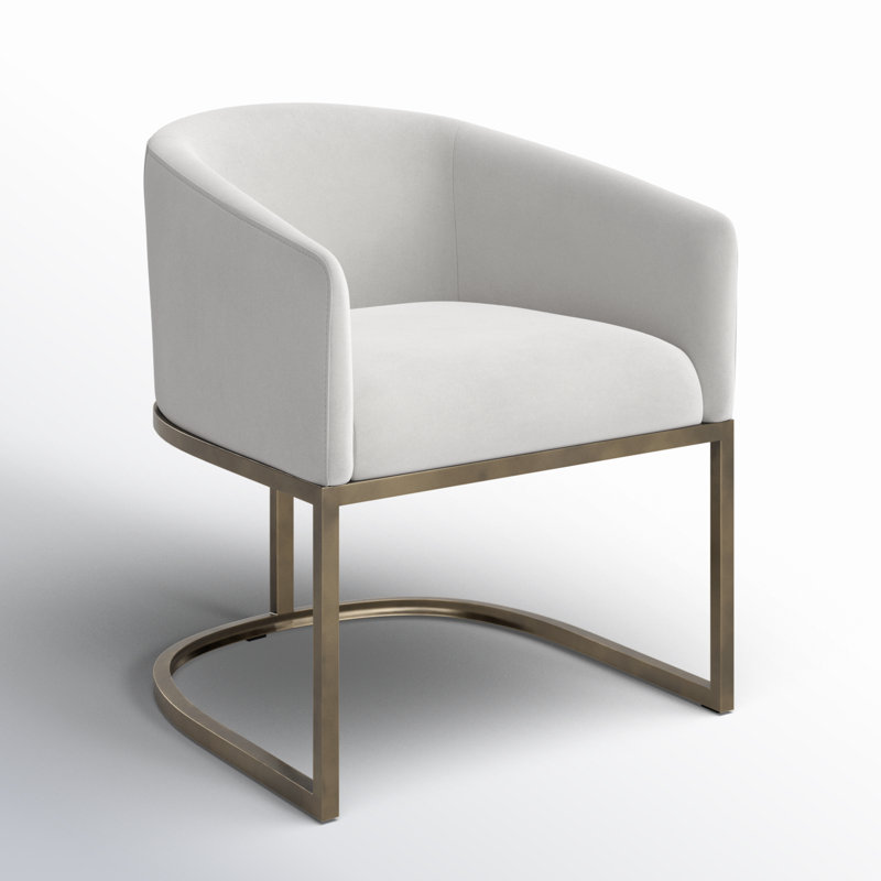 Chaise avec accoudoirs rembourrée en tissu Wiley, Beige