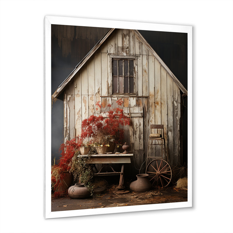 Asriel Barns Rustic Charm X - Barns, reproduction d'art sur toile encadrée, H 32 po x l 16 po x P 1 po, Cadre simple blanc
