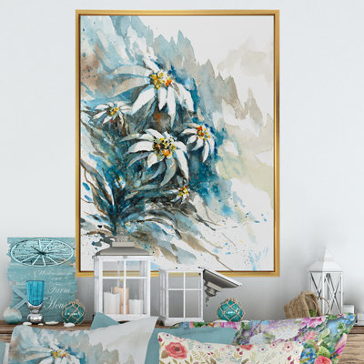 «Abstract Rare Edelweiss Flowers», reproduction de cadre photo sur toile
