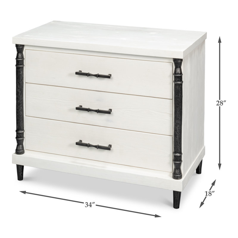 Elegance 3 - Drawer Solid Wood Nightstand