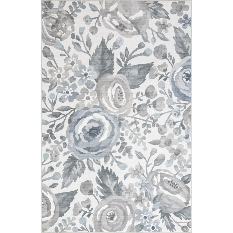 Tapis lavable à la machine Tiffani Floral & Paisley, Rectangle 8 pi x 10 pi
