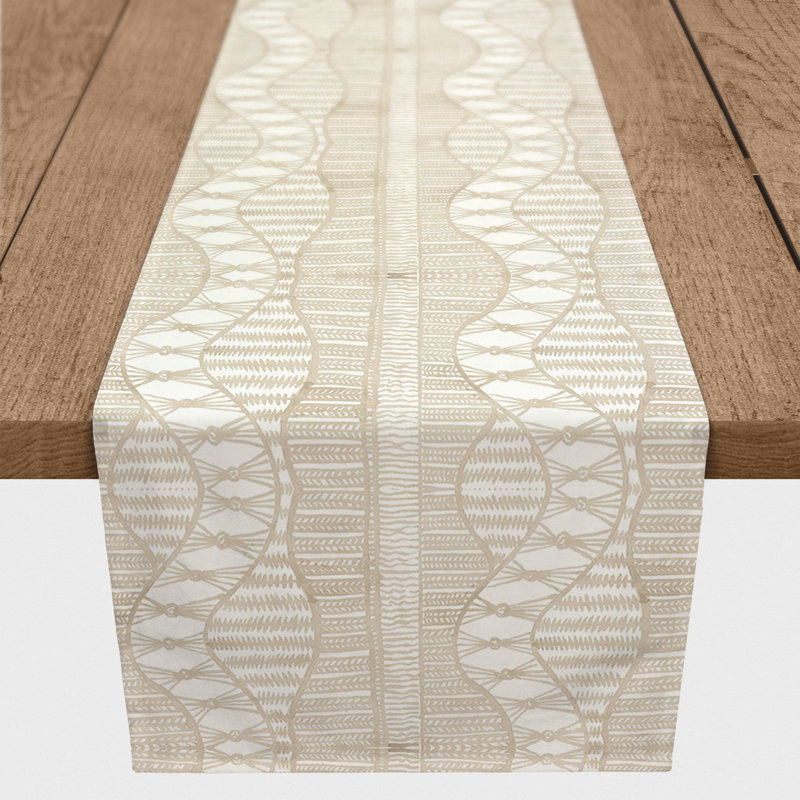 Rectangular Chevron Table Runner, 72" x 16", Cream