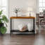 Vivian Console Table No Drawer – Rustic Golden Brown with Herringbone Wood Top & Iron Legs