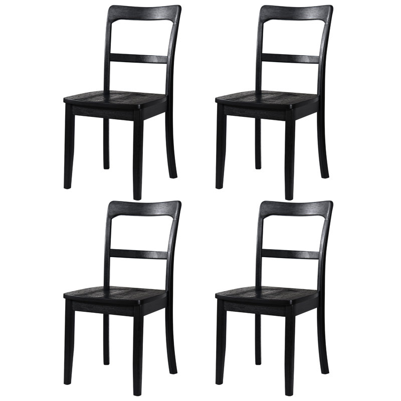 Imon 17.1" Wide Modern Farmhouse Style Curved Slat Back Dining Chairs, 4