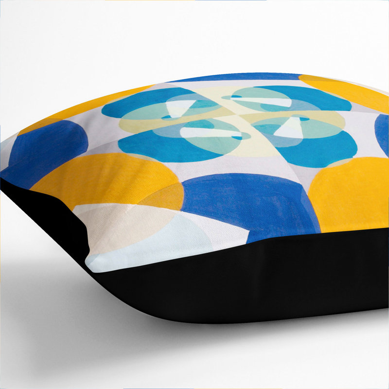 Green Squares Square Throw Cushion, 40cm H x 40cm W x 15cm D, Black
