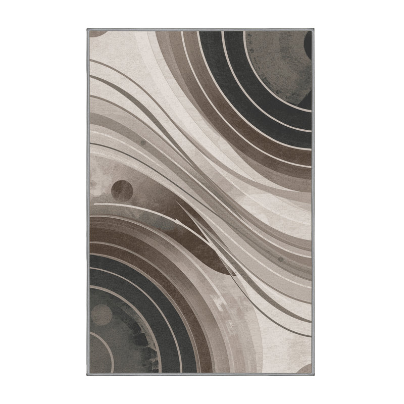 Tapis moelleux et moelleux beige et gris, 2 pi x 3 pi