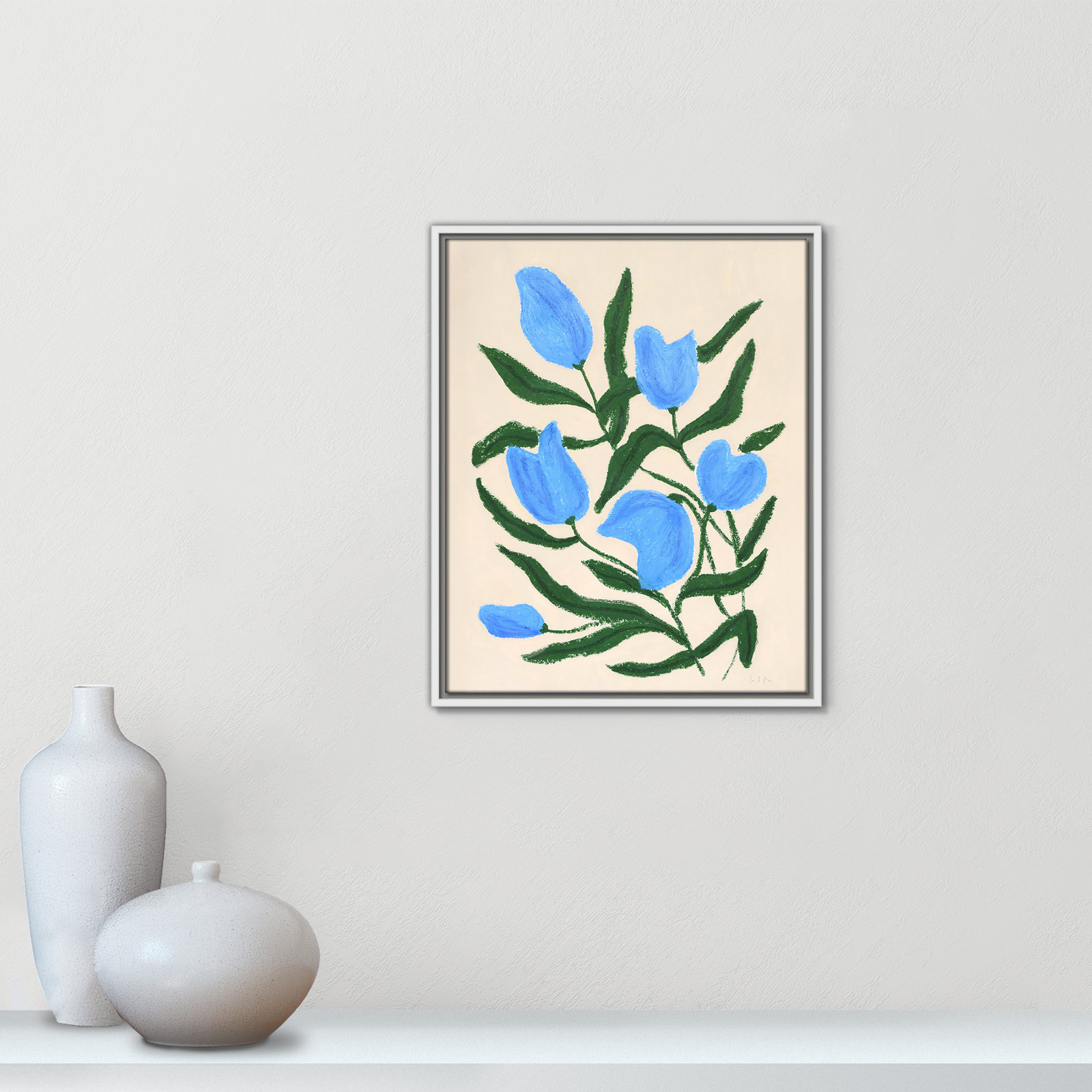 Blue Tulips Print by Camilla Bergqvist, 21.5" H x 17.5" W, White