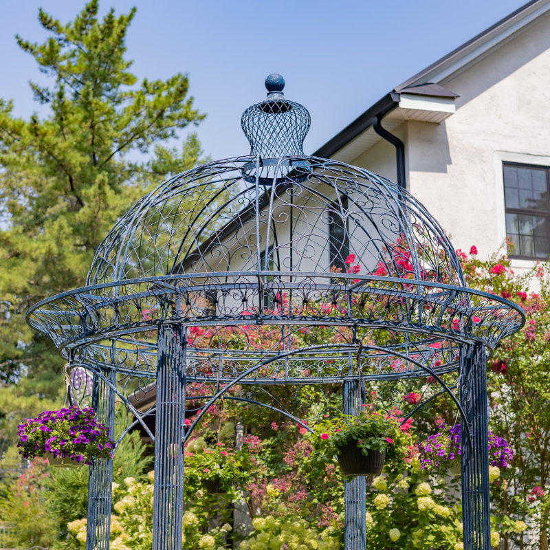 13ft. Tall Round Metal Garden Gazebo, Blue