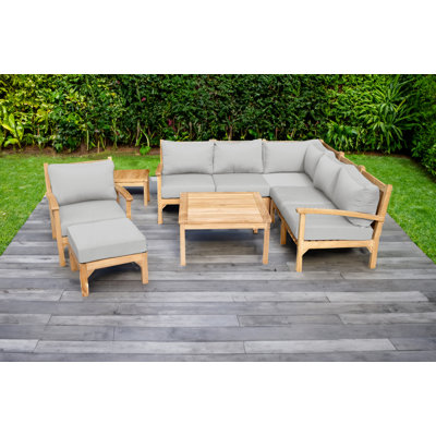 Ensemble de conversation modulaire en teck 4 pièces avec coussins Sunbrella Huntington