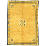 Hand Knotted Wool Area Rug in Brown And Navy
