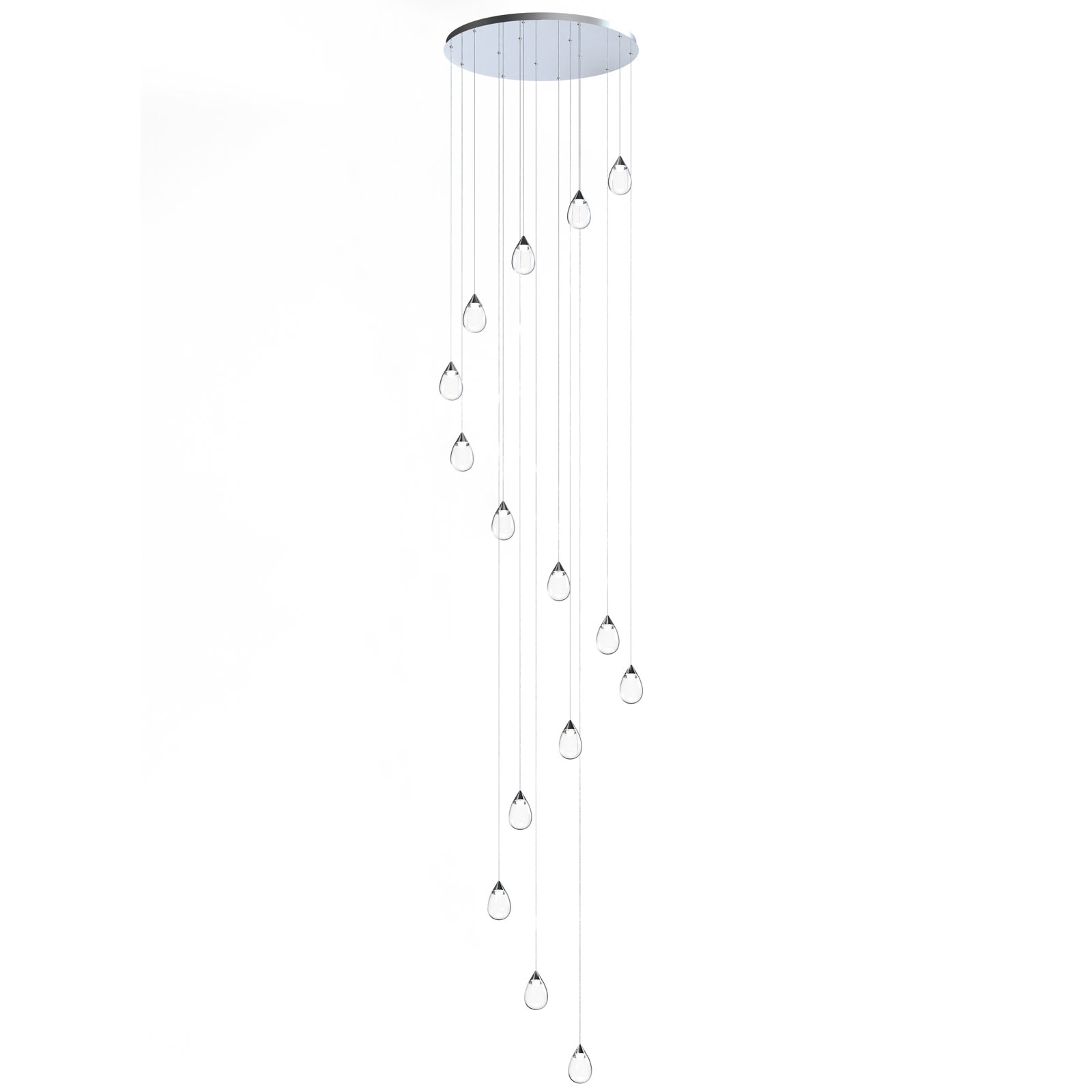 Alheidis 15 Light Glass Dimmable Pendant, Polished Chrome, Clear