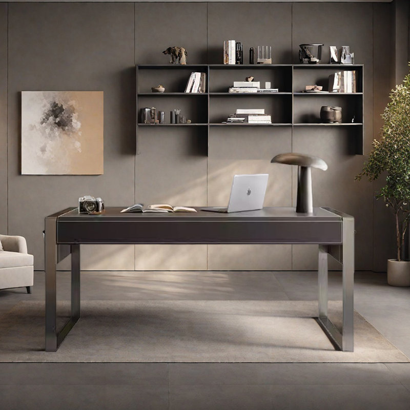 Bureau d'écriture moderne en cuir haut de gamme, H 29,52 po x l 70,86 po x P 27,55 po
