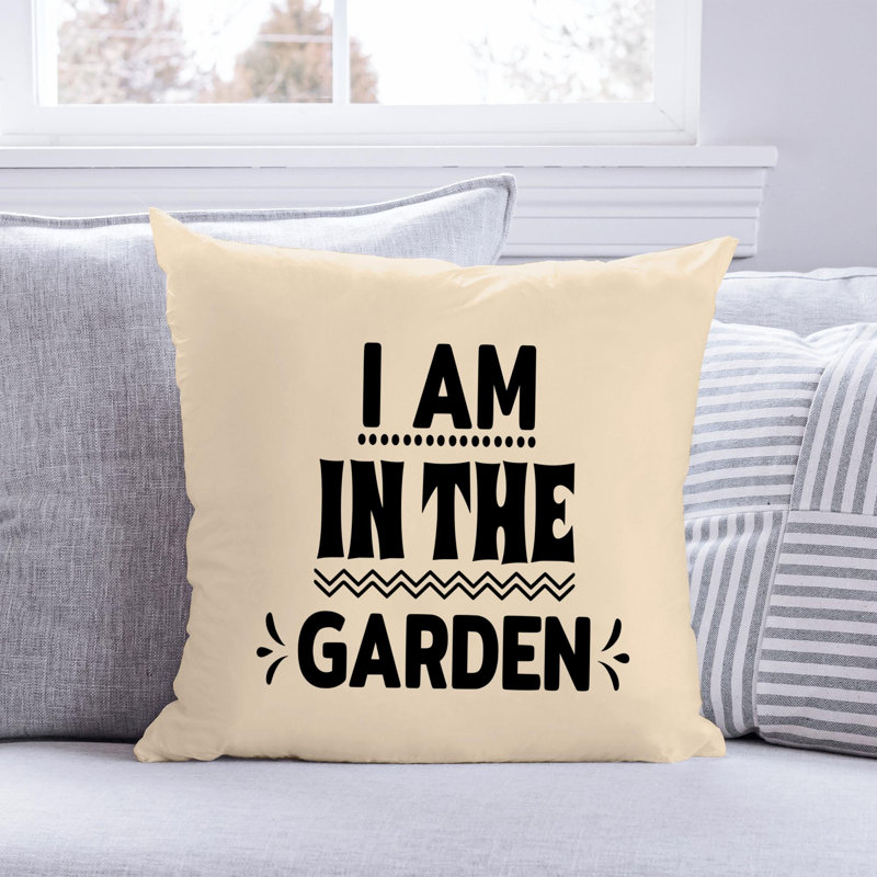 Citation amusante «Garden Lover» 681 - Coussin décoratif inclus, H 18 po x l 18 po