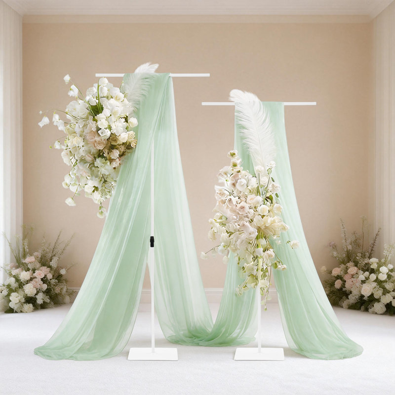 2 supports pour fond de mariage PCS, supports à hauteur réglable, blanc, Blanc