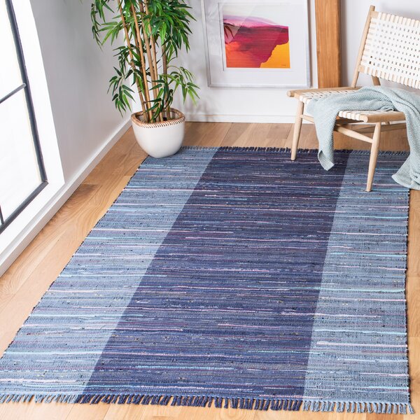 Highland Dunes Mclean Flatweave Cotton Striped Rug | Wayfair