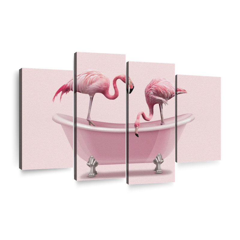 Baignoire flamants roses 4 pièces, H 27 po x l 43 po x P 1,25 po