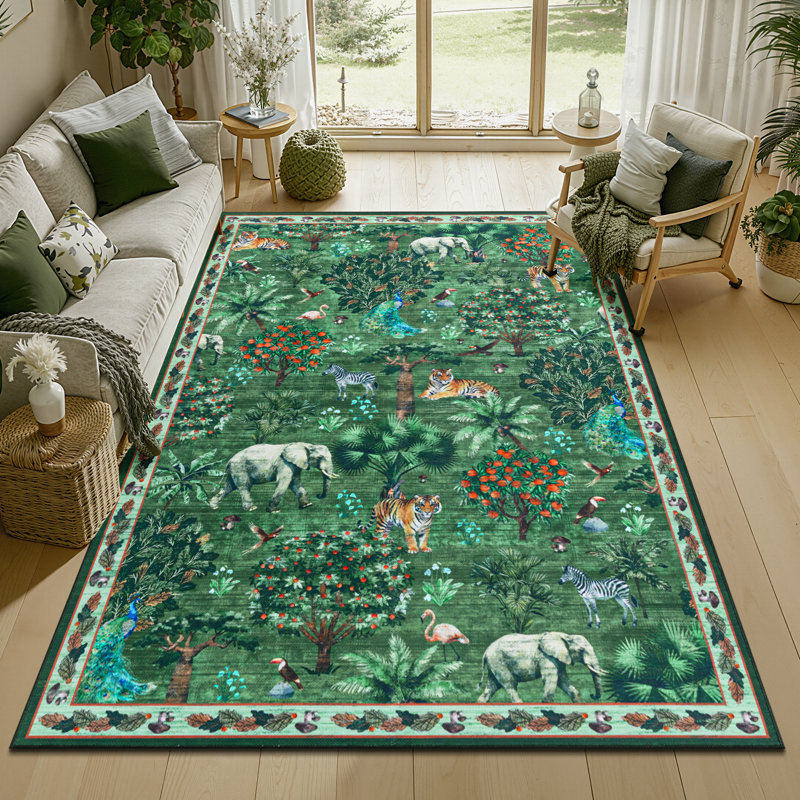 Woven Indoor / Outdoor Rug, Rectangle 5' x 7', Green