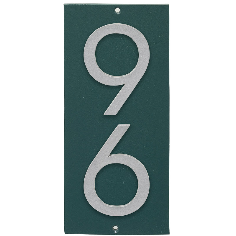 Plaque d'adresse murale flottante sur 1 ligne, Argent, Oui, Vert forêt