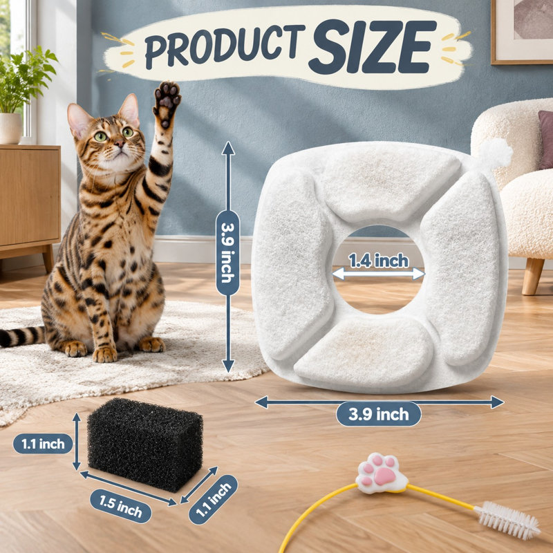 24-Piece Replacement Set containing 12 filters and 12 sponges, compatible with 50oz, 84oz, 95oz, and 108oz automatic cat and dog water dispensers.