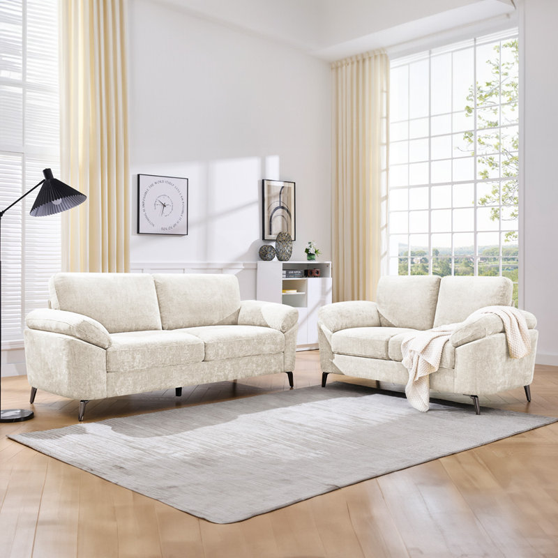 Debborah 2 Seater Chenille Sofa, Cream