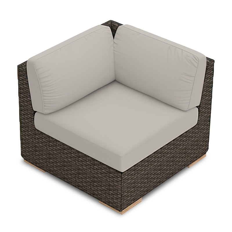 Chaise de patio avec coussin Buckholtz, Toile gris anthracite Sunbrella®, Brun / châtaignier