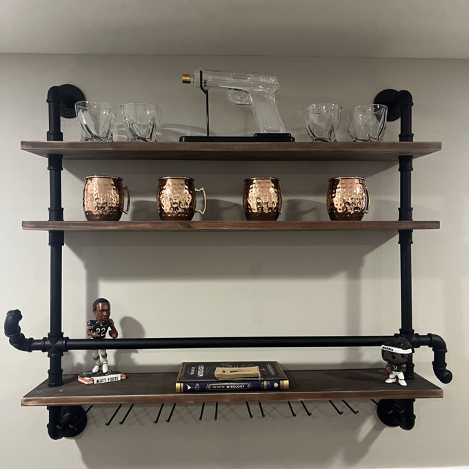 Wine Bottle & Glass Rack in - 35'' H x 24'' W x 7.8'' D