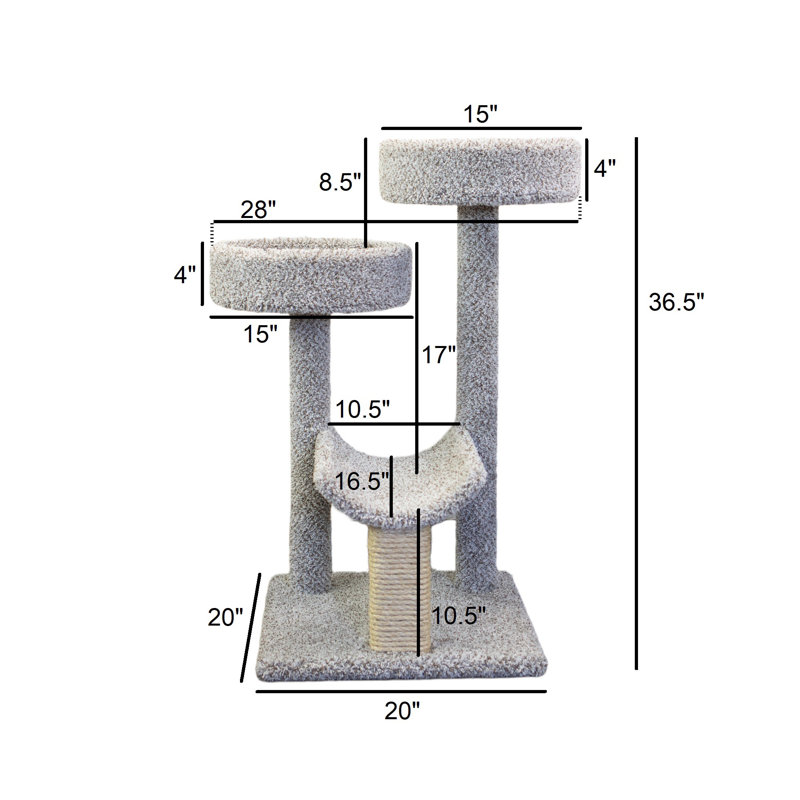 Gray and Beige Sisal Multi-Level Cat Perch