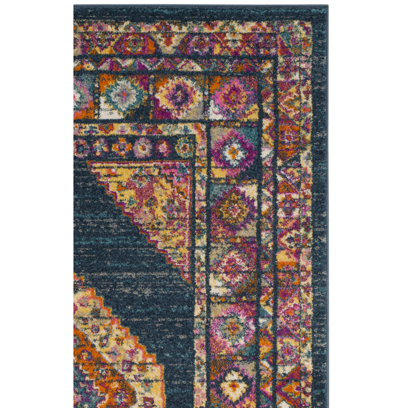Christa Southwestern Blue/Fuchsia Area Rug, Rectangle 5'1" x 7'6"