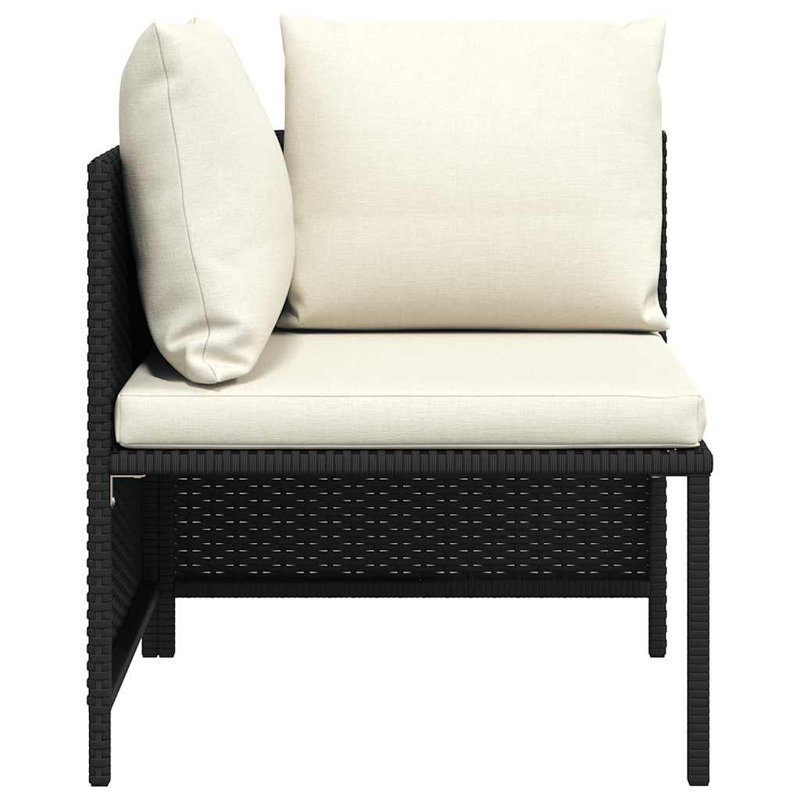 23.6" Wide Wicker Patio Sofa with Cushions, Cream, Black