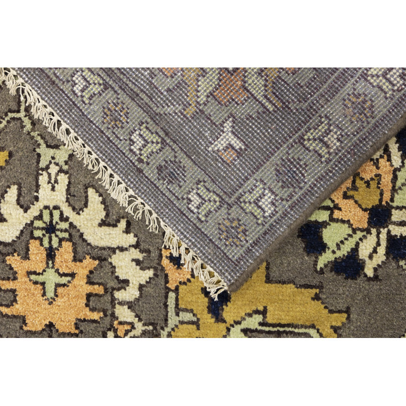 Tapis oriental brun / beige en laine noué à la main 9 pi 10 po x 14 pi Oriental