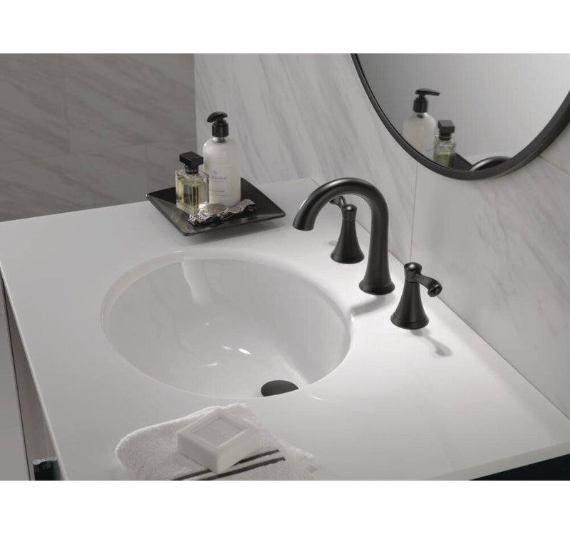 Robinet de salle de bain espacé à 3 trous et 2 poignées Esato, Noir mat