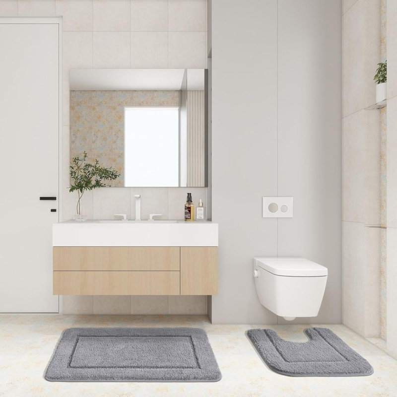 Non-Slip Backing Bath Mat, Grey