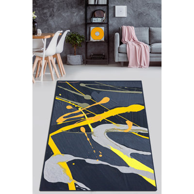 Premium Hall Carpet (4.9 x 6.6 ft), 100% Polyester, 0.2 in Pile Height | Antibacterial, Non-Slip Underside | Machine Washable, Durable & Easy Care, Perfect for Living Room or Entryway Decor