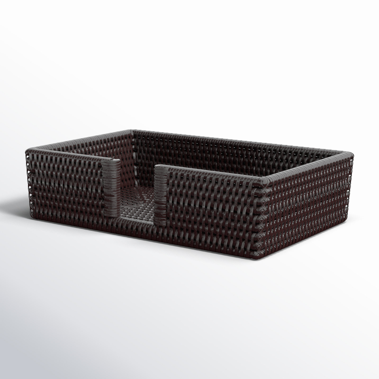 Rattan Guest with Cutout Napkin Holder, Tudor Black