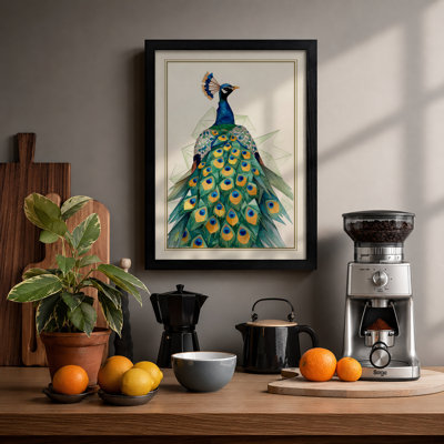 Elegant Peacock Art Deco - Framed Print