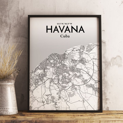 Havana City Map - No Frame Print