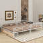 Lit double superposé au dessus d'un grand lit double en métal avec tiroirs-1790351616