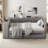 Upholstered Platform Bed With Trundle, Integrated Desk And Storage Shelve-1390732926