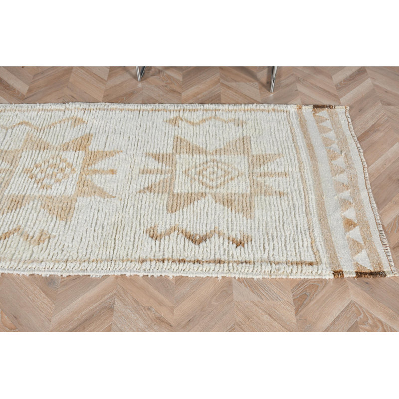 Tapis de style bohème turc rétro beige et crème avec motif géométrique pour une décoration intérieure unique