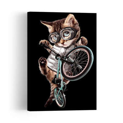 «Cool Cat Bike Stunt», reproduction d'art mural contemporain
