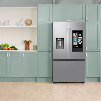 Samsung Stainless Steel Kitchen Package with 30 cu. ft. Mega Capacity 3-Door French Door Refrigerator with Family Hub and Gas Range