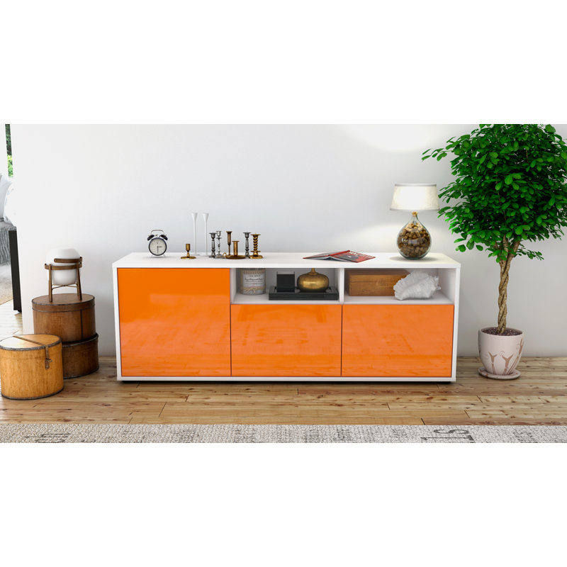 Wysocki Unfinished TV Stand for TVs up to 60", High-gloss Orange / Matte White