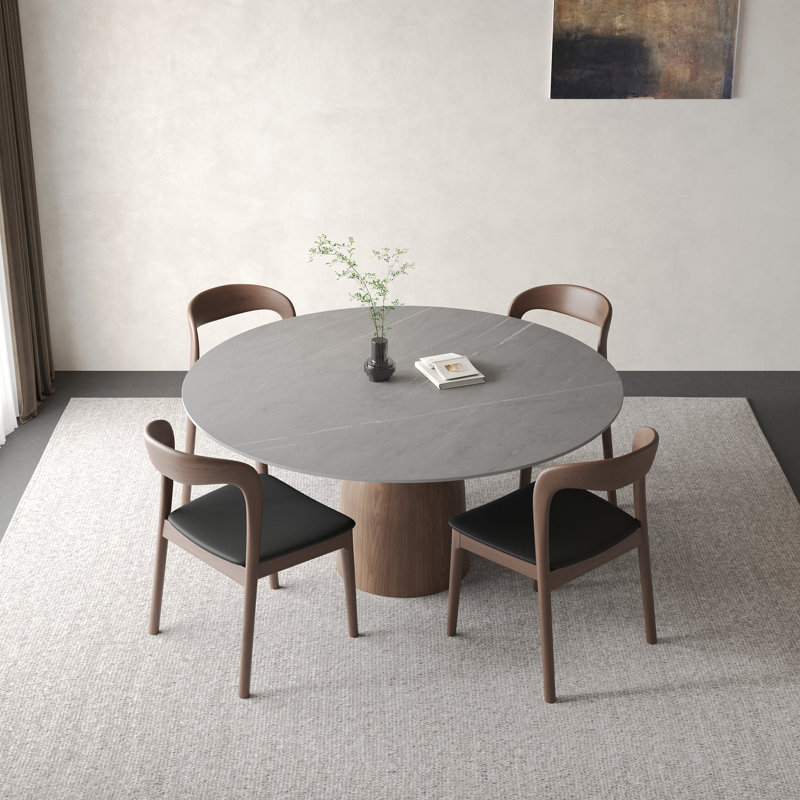 Ensemble de table de salle à manger Ikerne, H 29,50 po x L 53,10 po x l 53,10 po, 5 Pieces: Table, 4 Chairs, Grey