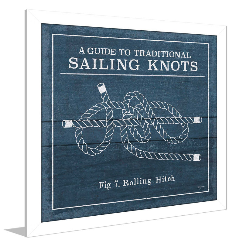 « rétro voilier knots viii », art textuel sur toile, H 21,5 po x l 21,5 po x P 0,75 po, Cadre blanc