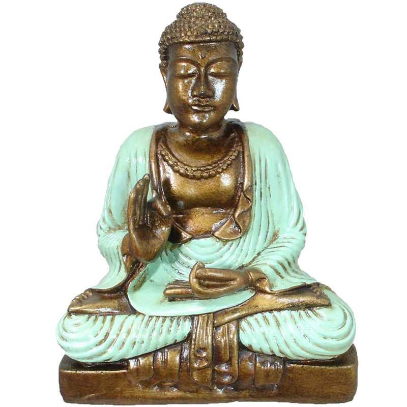 Figurine bouddha bénédiction Ylvi, Bleu sarcelle