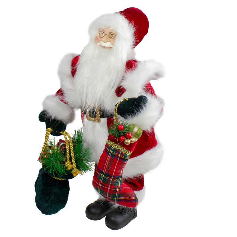 18" Red and White Santa Figurine with Presents
