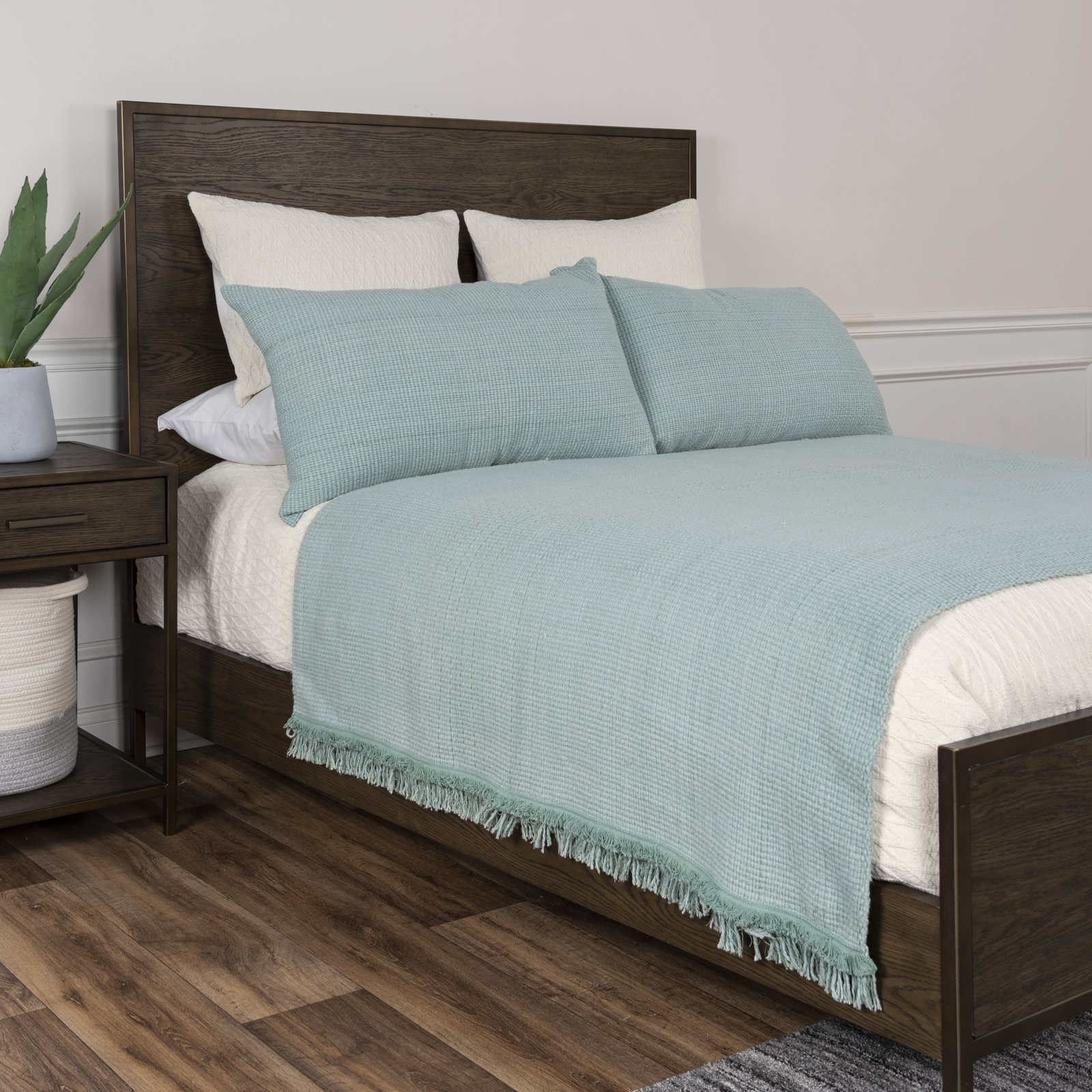 Eastover Cotton Hand Woven Blanket, Aqua